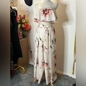 Fashion Nova Palazzo Pant & Ruffle Tube Top set